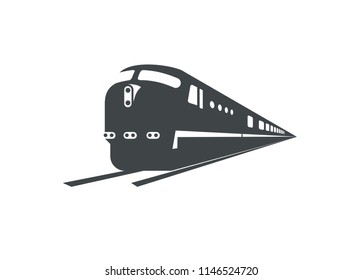 passenger train silhouette, perspective view
