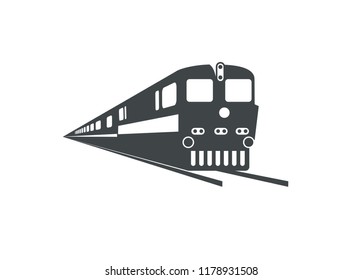 passenger train in silhouette style with perspective view