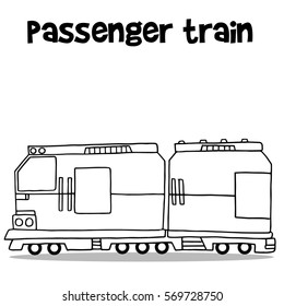 Passenger train transport with hand draw vector art