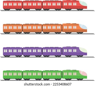 
Trenes de pasajeros de 4 colores diferentes