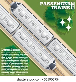 Passenger trains. View from above. Vector illustration.