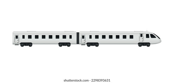 Passenger tram train realistic composition with side view of modern train carriage on blank background vector illustration