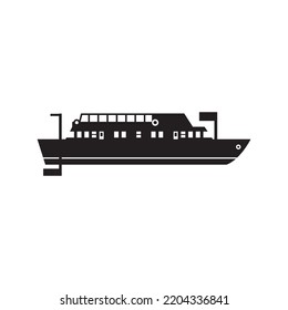 Passenger Transport Boat Launch Icon | Black Vector Illustration |