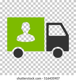Passenger Transport Van EPS vector pictograph. Illustration style is flat iconic bicolor eco green and gray symbol on chess transparent background.