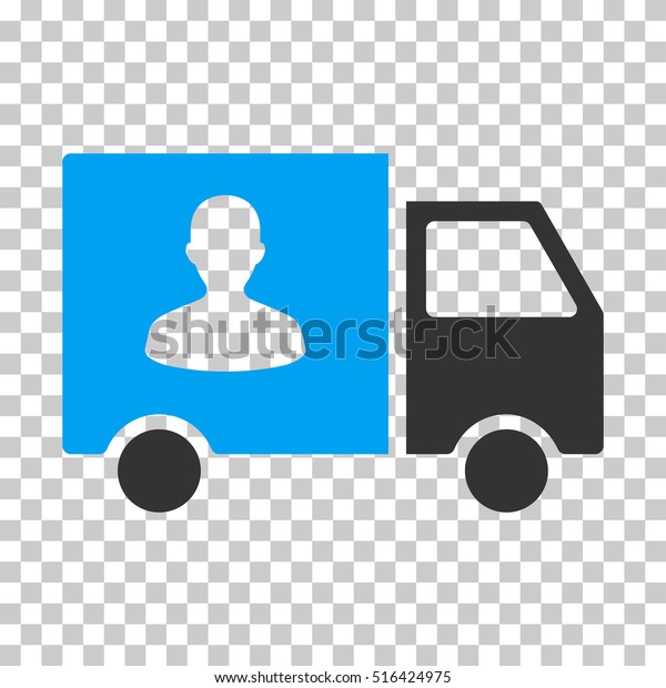 Passenger Transport Van EPS vector icon.\
Illustration style is flat iconic bicolor blue and gray symbol on\
chess transparent\
background.