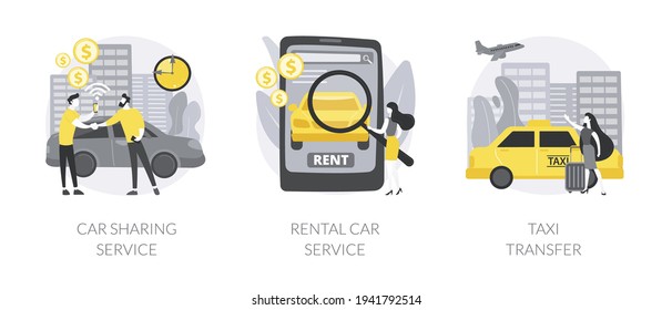 Passenger transportation services abstract concept vector illustrations.