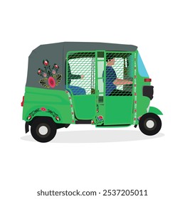 Passenger traveling with most popular transport CNG Auto Rickshaw, Indian Auto Rickshaw