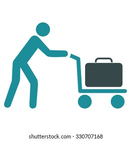Passenger Trolley vector icon. Style is flat bicolor soft blue symbol, rounded angles, white background.