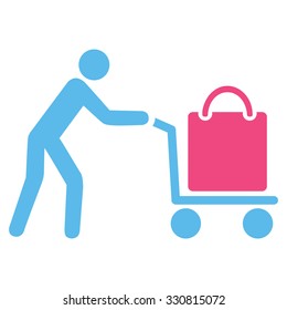 Passenger Trolley vector icon. Style is flat bicolor pink and blue symbol, rounded angles, white background.
