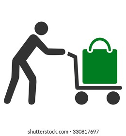 Passenger Trolley vector icon. Style is flat bicolor green and gray symbol, rounded angles, white background.