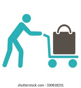 Passenger Trolley vector icon. Style is flat bicolor grey and cyan symbol, rounded angles, white background.