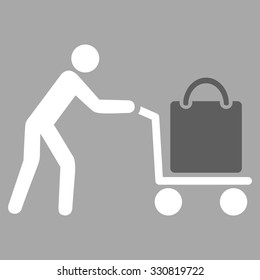 Passenger Trolley vector icon. Style is flat bicolor dark gray and white symbol, rounded angles, silver background.