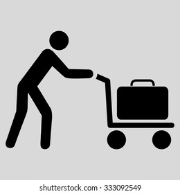 Passenger Trolley vector icon. Style is flat black symbol, rounded angles, light gray background.