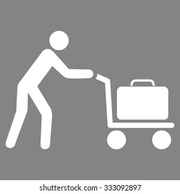 Passenger Trolley vector icon. Style is flat white symbol, rounded angles, gray background.