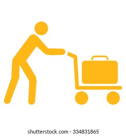 Passenger Trolley vector icon. Style is flat yellow symbol, rounded angles, white background.