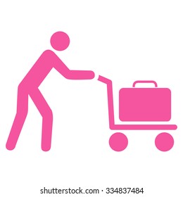 Passenger Trolley vector icon. Style is flat pink symbol, rounded angles, white background.