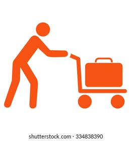 Passenger Trolley vector icon. Style is flat orange symbol, rounded angles, white background.