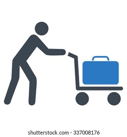 Passenger Trolley vector icon. Style is flat bicolor smooth blue symbol, rounded angles, white background.
