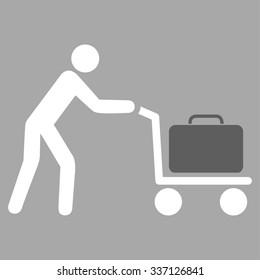 Passenger Trolley vector icon. Style is flat bicolor dark gray and white symbol, rounded angles, silver background.