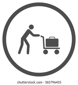 Passenger Trolley vector icon. Style is flat circled symbol, gray color, rounded angles, white background.