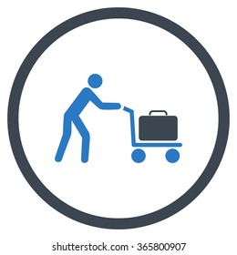 Passenger Trolley vector icon. Style is bicolor flat circled symbol, smooth blue colors, rounded angles, white background.