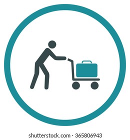Passenger Trolley vector icon. Style is bicolor flat circled symbol, soft blue colors, rounded angles, white background.