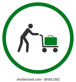 Passenger Trolley vector icon. Style is bicolor flat circled symbol, green and gray colors, rounded angles, white background.