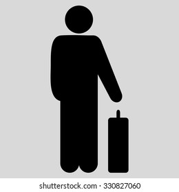 Passenger vector icon. Style is flat black symbol, rounded angles, light gray background.