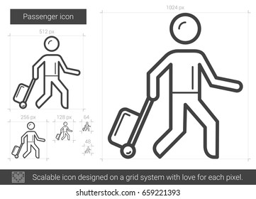 Passenger vector line icon isolated on white background. Passenger line icon for infographic, website or app. Scalable icon designed on a grid system.
