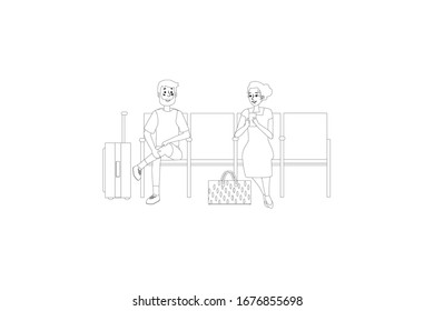 Passenger Vector Outline Object Airport Illustration