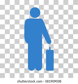 Passenger vector pictogram. Illustration style is a flat iconic cobalt symbol on a transparent background.