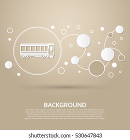 Passenger Wagons. Train icon on a brown background with elegant style and modern design infographic. Vector illustration