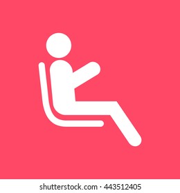 Passenger white icon on magenta color background. Eps-10.