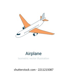 Passenger's airliner flat isometric vector icon illustration. 3d airplane symbols isolated on white