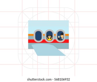 Passengers in Airplane Vector Icon