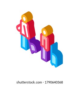Passagiere mit Gepäcksymbol Vektor. Isometrische Passagiere mit Gepäck im Flughafen oder Bahnhof Schild. farbige einzelne Symbolillustration