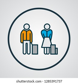 Passengers icon colored line symbol. Premium quality isolated people element in trendy style.