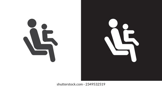 passengers with infants flat icon style, Priority Symbols for Disabled Passenger, Human mobility vector signs.