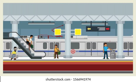 Passengers Modern Electric High-speed Train In Platform