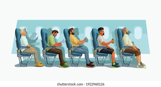 passengers sitting on their seats side view