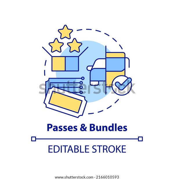 Passes\
and bundles concept icon. Alternative offer. Maas integration level\
abstract idea thin line illustration. Isolated outline drawing.\
Editable stroke. Arial, Myriad Pro-Bold fonts\
used