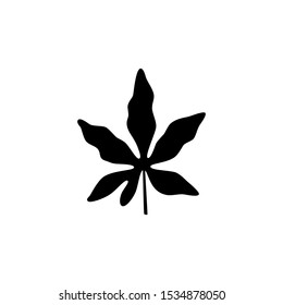 Passiflora leaf silhouette. Vector isolated illustration with tropical leaf on white background. Can be used for printing, banners, postcard, websites, clothing, design interior.