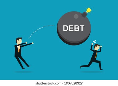 Passing The Debt On Others, Vector Illustration In Flat Style