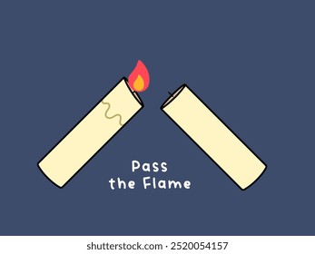 Pasando la vela flameante. Ilustración vectorial aislada