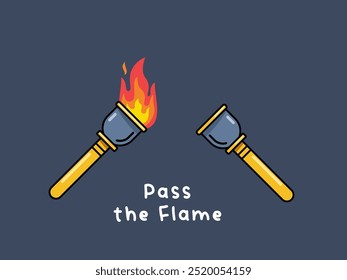 Pasando la antorcha flameante. Ilustración vectorial aislada