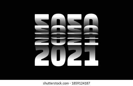 Passing into New Year 2021 Flip text effect isolated on black background, Vector Illustration.