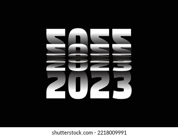 Passing into New Year 2023 Flip text effect isolated on black background, Vector text Illustration.