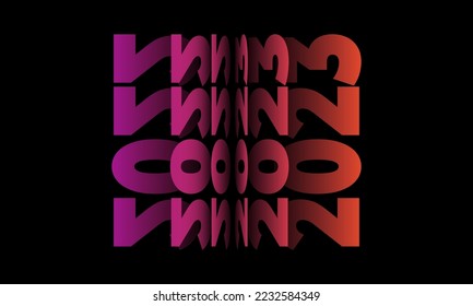 Passing into New Year 2023 Flip text effect isolated on black background, Folding or turning paper effect 2023 Vector Illustration graphic, new year figures typography in smooth gradient blue-purple
