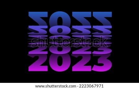 Passing into New Year 2023 Flip text effect isolated on black background, Folding or turning paper effect 2023 Vector Illustration graphic, new year figures typography in smooth gradient blue-purple