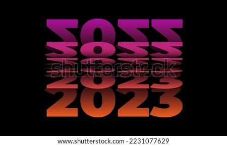 Passing into New Year 2023 Flip text effect isolated on black background, Folding or turning paper effect 2023 Vector Illustration graphic, new year figures typography in smooth gradient blue-purple